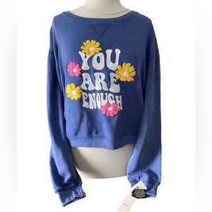 Relaxx - You Are Enough! Size XL relaxed sweatshirt, inspirational. Blue (NWT)